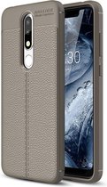 Litchi Texture TPU Case voor Nokia 5.1 Plus (X5) (grijs)