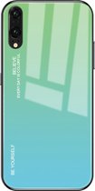 Voor Huawei P20 Gradient Color Glass Case (Sky Blue)