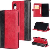Voor iPhone XR Retro Texture Contrast Color Splicing Horizontal Flip TPU + PU Leather Case met Card Slots & Holder & Wallet (Red)