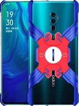 Voor OPPO Reno 10x zoom Hero Series Anti-val Slijtvaste metalen beschermhoes met beugel (blauw rood)