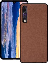 Schokbestendige doek textuur pc + tpu beschermhoes voor Huawei P30 (bruin)