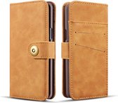 Koeienhuid textuur magnetische absorptie afneembare horizontale flip lederen tas voor Galaxy S9 plus, met houder en kaartsleuven en portemonnee (bruin)