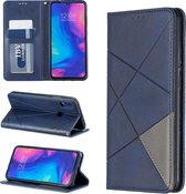 Ruit textuur horizontale flip magnetische lederen tas met houder en kaartsleuven voor xiaomi redmi note 7 (blauw)