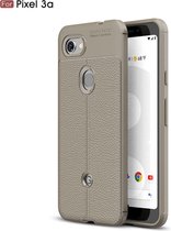 Litchi Texture TPU schokbestendige hoes voor Google Pixel 3a (grijs)