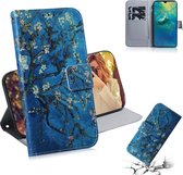 Abrikoos bloempatroon Gekleurde tekening Horizontale Flip Leren Case voor Huawei Mate 20, met houder & kaartsleuven & portemonnee