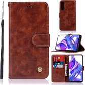 Voor Huawei Honor 9X / 9X Pro Retro koperen gesp Crazy Horse Horizontale flip PU lederen tas met houder & kaartsleuven & portemonnee en lanyard (bruin)