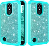 Glitter poeder contrast huid schokbestendig siliconen + pc beschermhoes voor lg k10 (2017) / k20 plus (groen)