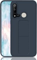 Voor Huawei P20 Lite schokbestendige pc + TPU beschermhoes met polsband en houder (donkerblauw)