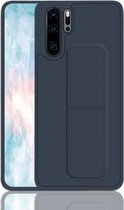 Voor Huawei P30 Pro schokbestendige pc + TPU beschermhoes met polsband en houder (donkerblauw)