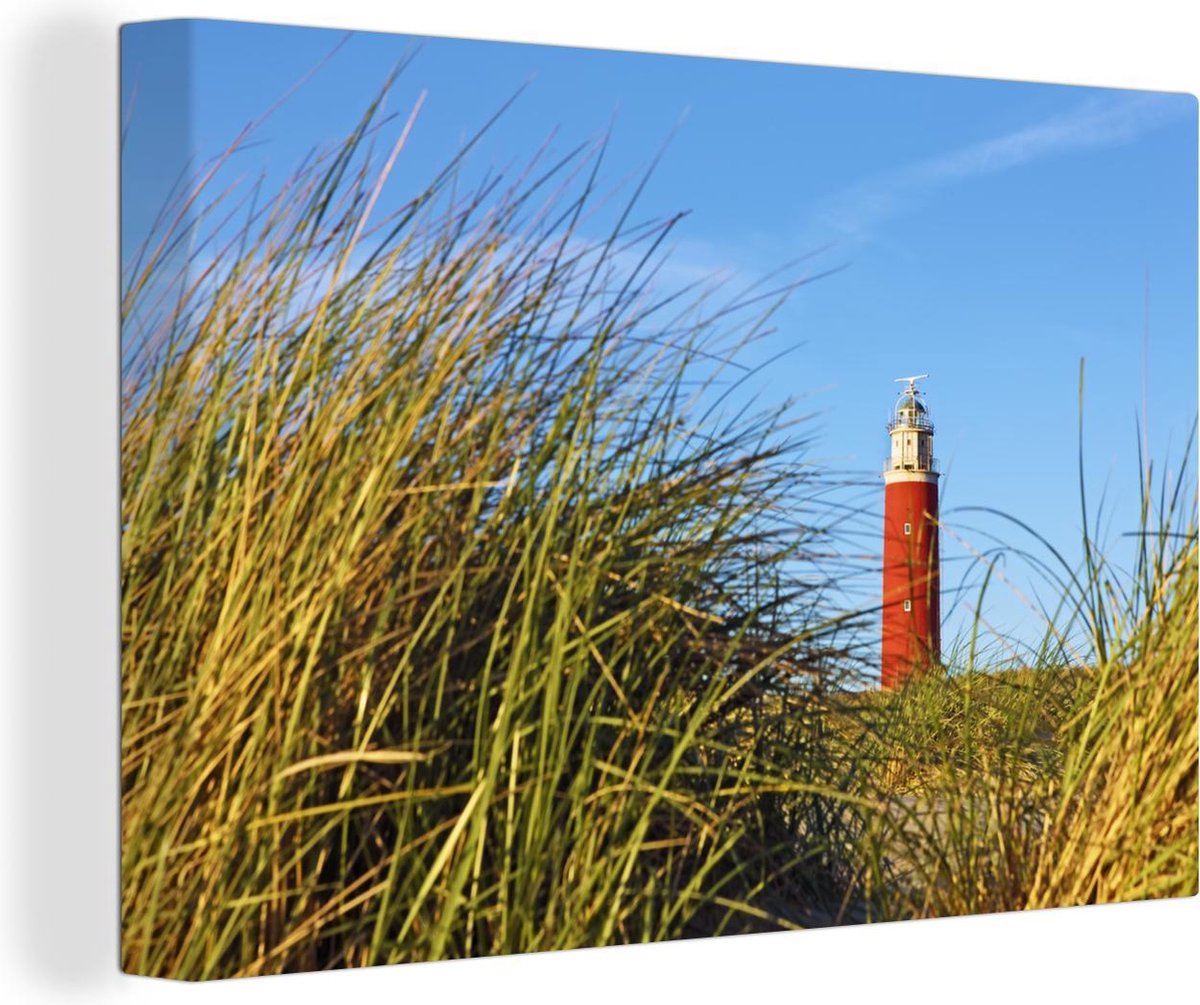 Vuurtoren bij het Nederlandse eiland Texel canvas 120x80 cm - Foto print op Canvas schilderij (Wanddecoratie woonkamer / slaapkamer)
