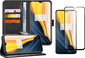 OnePlus 7 Hoesje + Screenprotector Full Screen - Portemonnee Hoesje Book Case - iCall - Zwart