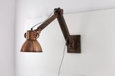 Wandbureaulamp Efren hout bruin-koper 55x18x58