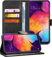 Samsung A50 Hoesje - Samsung Galaxy A50 Hoesje Book Case Leer Wallet Zwart - Hoesje Samsung A50