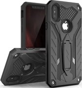 Apple iPhone X - iPhone XS Backcover - Zwart - Armor Shockproof - met Kickstand