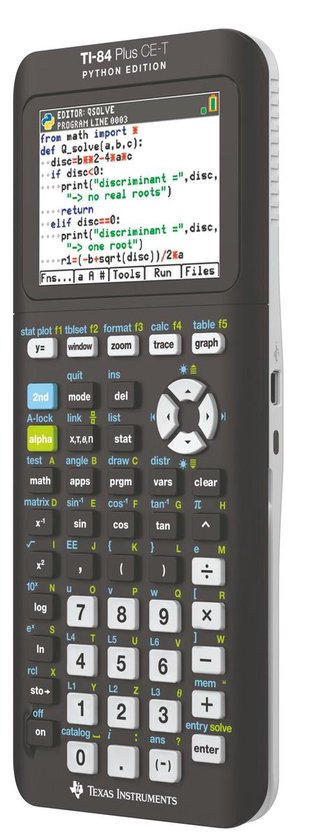 TI-84 Plus CE-T - Kleurenscherm / Zwart (examenmodel)