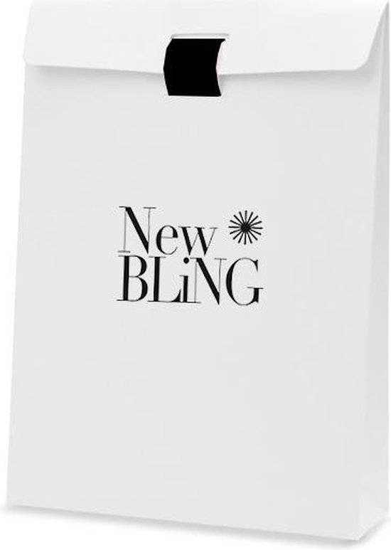 New Bling Gift Set 9NB SET009 60 Bijoux Gift Set - Boucles d' Boucles d'oreilles en argent 6x8 mm Collier 40 + 5 cm Taille de Ring 60 - Solitaire Zirconia stone - Argenté / Blauw