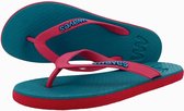 Waves teen slippers dames turquoise - rood maat 36 vegan duurzaam fair rubber flip flops