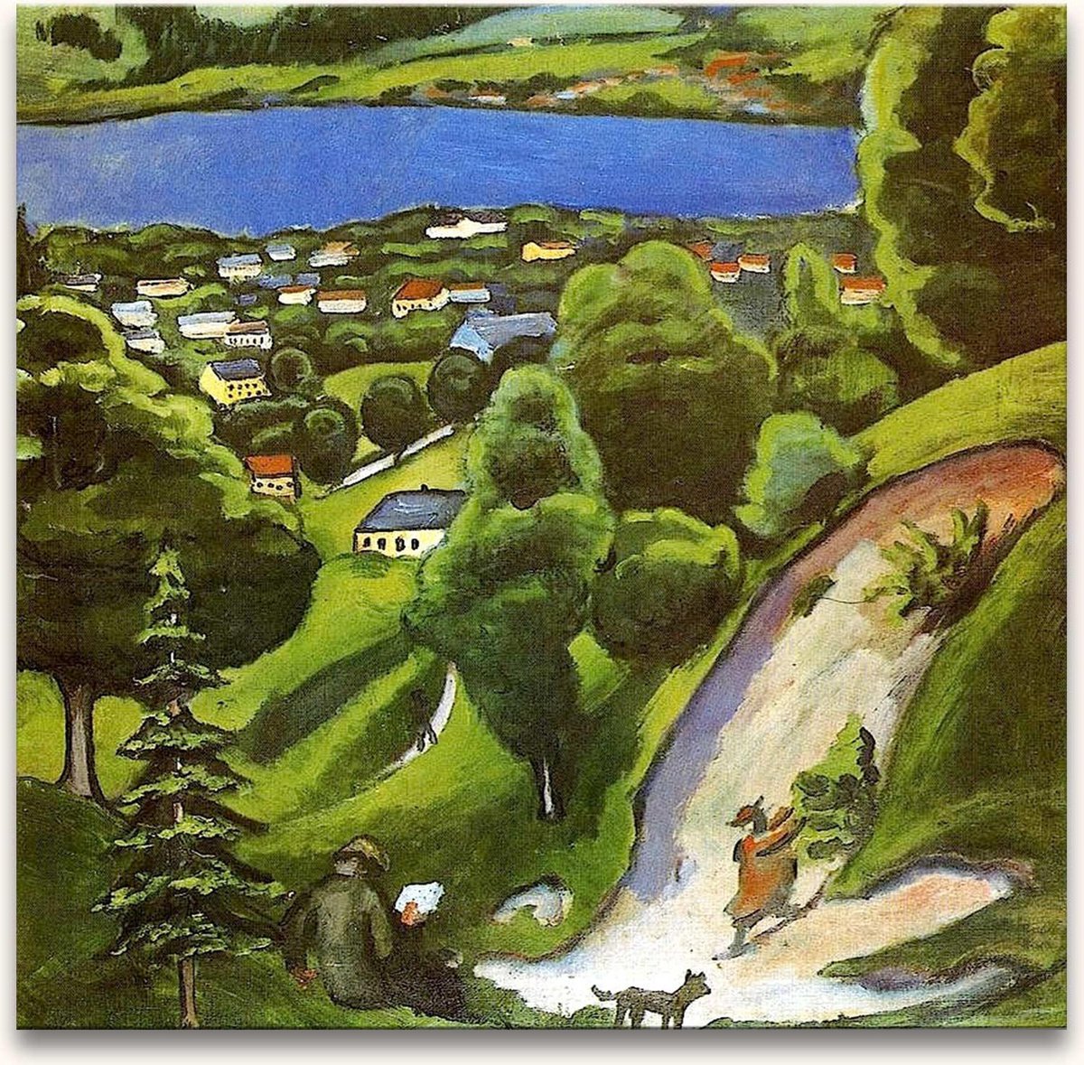 Handgeschilderd olieverfschilderij - olieverf op canvas - August Macke 'De Vallei'