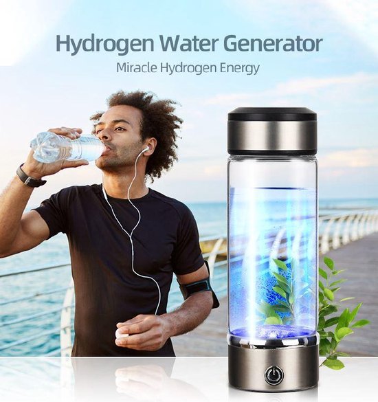 Draagbare Hydrogen Water Generator Borosilicaatglas Drinkwater fles