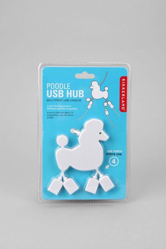 Kikkerland Poodle USB Hub - Wit 4 USB 2.0 Ports - Kikkerland