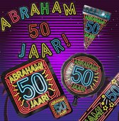 Verjaardag 50 jaar Pakket Neon - Abraham 50 jaar versiering - Verjaardag Versiering - Happy Birthday Slinger - Verjaardag decoratie - Ballonnen - Jongen / Meisje / Volwassenen - Af