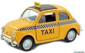 Fiat Nuova 500 Taxi (Geel) 1:24 Welly - Modelauto - Schaalmodel - Miniatuurauto