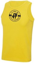 FitProWear Sporthemd Badge Geel Maat XL - Heren - Hemden - Sportkleding - Trainingskleding - Polyester - Mouwloos -