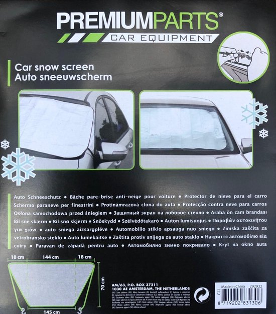 Auto - Anti-vorst en Zonnescherm -  Cover - Tegen hitte - Bevroren ramen - Onderweg - Op Reis - Premiumparts - Premium Parts