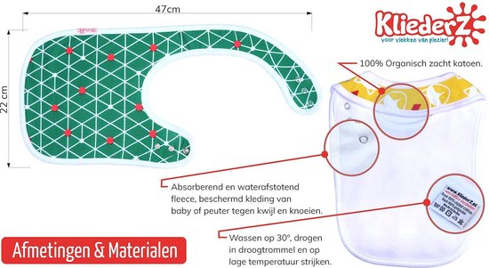 KliederZ® slabbetjes combi set 6 stuks - Bandana kwijl puntslabben + eetslabben ORGANISCH katoen - WATERPROOF fleece laag - Baby en peuter slabbers verstelbaar - Hippe puntsjaaltjes met vosjes en leuke motieven jongens - 4 mnd tot 4 jaar van KliederZ — afbeelding 4
