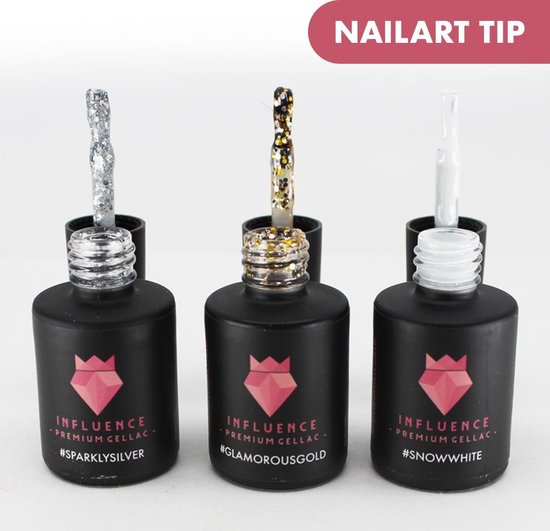 #NAILARTSERIE – Influence Gellac – UV / LED Gellak – 3 x 10 ml – Gel nagellak – Gel lak – Kado vrouwen – Goud / Zilver / Wit / Glitter -…