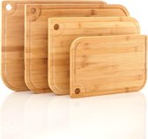 Bambuswald© Set van 4 snijplanken gemaakt van 100% bamboe - Houten plank voor kaas, brood, groenten of vlees - 40x29x1,5cm