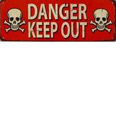 Danger Keep Out.  Metalen wandbord 13 x 36 cm.