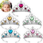 5-Pack  Kroon / Tiara - + 8 x Unicorn sleutelhanger - Verjaardag - Prinsessen - Traktatie Kind - Verkleedaccessoire