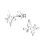 Joy|S - Zilveren heartbeat oorbellen 7 mm hartslag