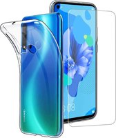 Huawei P20 Lite 2019 Hoesje - Soft TPU Siliconen Case & 2X Tempered Glas Combi - Transparant