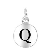 Zilveren hanger alfabet rhodiumplated - Q