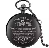 Zakhorloge -To My Husband- Zwart- Schuifketting-Heren