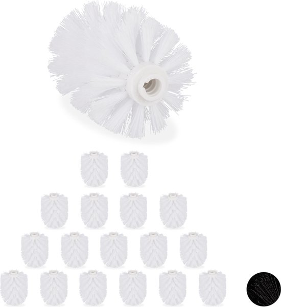 Relaxdays borstelkop voor toiletborstel, set van 9, kunststof, 12 mm schroefdraad, D: 8 cm, zwart