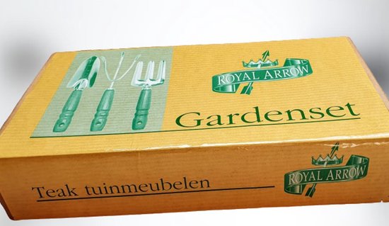 Coffret avec outils de jardin solides Manche en bois Vernis teck, 3 pièces * Handgemaakt *