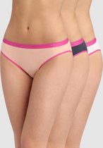 DIM Ecodim pockets katoen Dames Slip -3-Pack- Roos/Grijs/beige -Maat 42/44