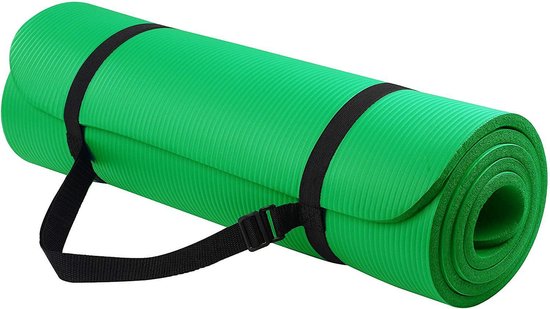 Athletix®‎ Premium NBR Fitnessmat - Yogamat - 183 x 61 x 1.5 cm - met Draagriem en Draagtas - Groen - Athletix®