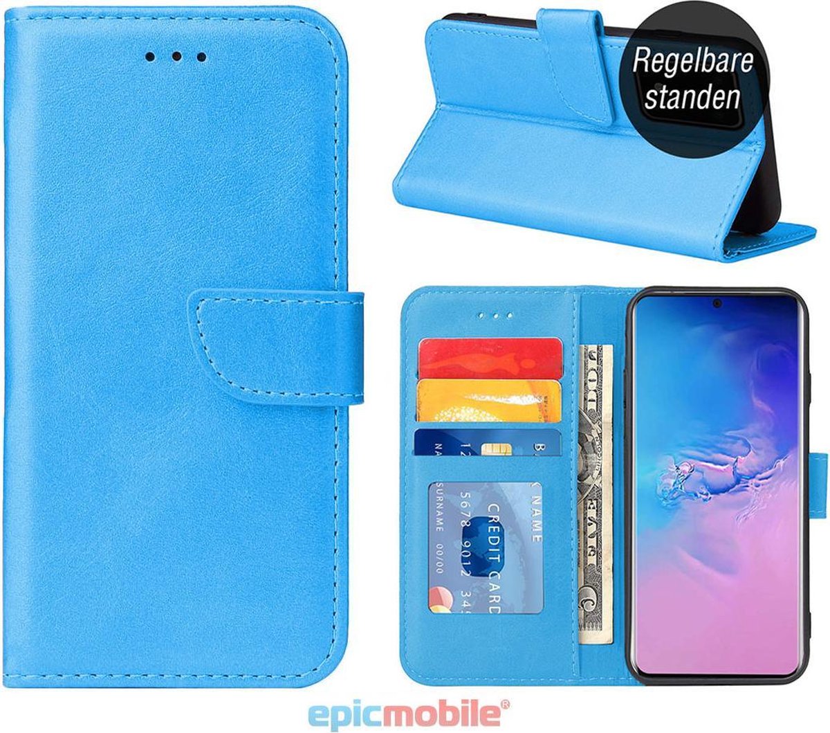 Samsung Galaxy A41 Hoesje - Book Case - Luxe portemonnee hoesje - Blauw - Epicmobile