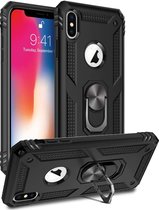 iPhone Xs Max Anti-shock Hoesje - Military Grade Armor - Ring Kickstand - Zwart - Epicmobile