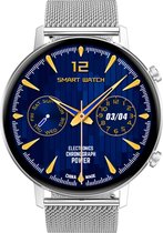 Belesy® Eighteen -  Smartwatch Dames - Smartwatch Heren - Horloge - Full Circle - 18 Wijzerplaten - Stappenteller - Bloeddruk - Mutli sport - Milanees - Staal - Zilver