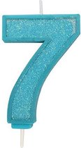 Sparkle Blue Numeral Candle 7