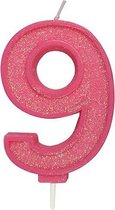 Sparkle Pink Numeral Candle 9