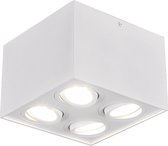 LED Plafondspot - Trion Bisqy - GU10 Fitting - 4-lichts - Vierkant - Mat Wit - Aluminium