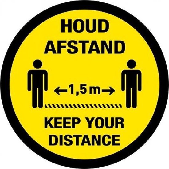Tweetalig - Keep your distance - houd afstand - antislip - Rond - 300 mm - COVID-19 - Corona