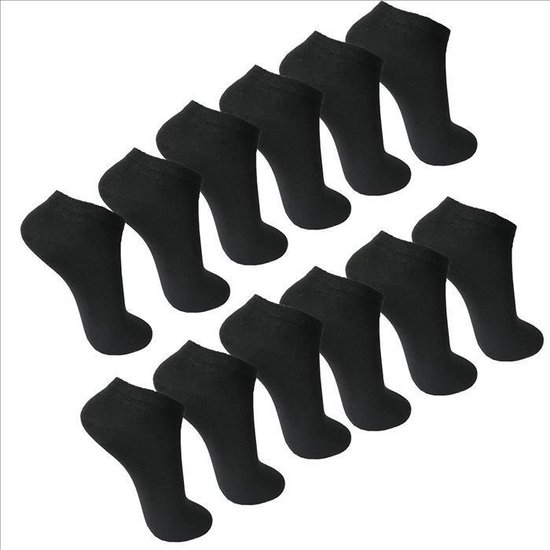 6 Paar Enkel Sokken Sneaker Socks © Maat 39/42 Kleur Zwart Multipack Unisex Maat 39/42 - Effe Zwart - Enkel Sokken Heren - Enkel Sokken Dames