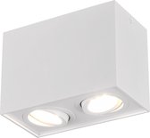 LED Plafondspot - Trion Bisqy - GU10 Fitting - 2-lichts - Rechthoek - Mat Wit - Aluminium